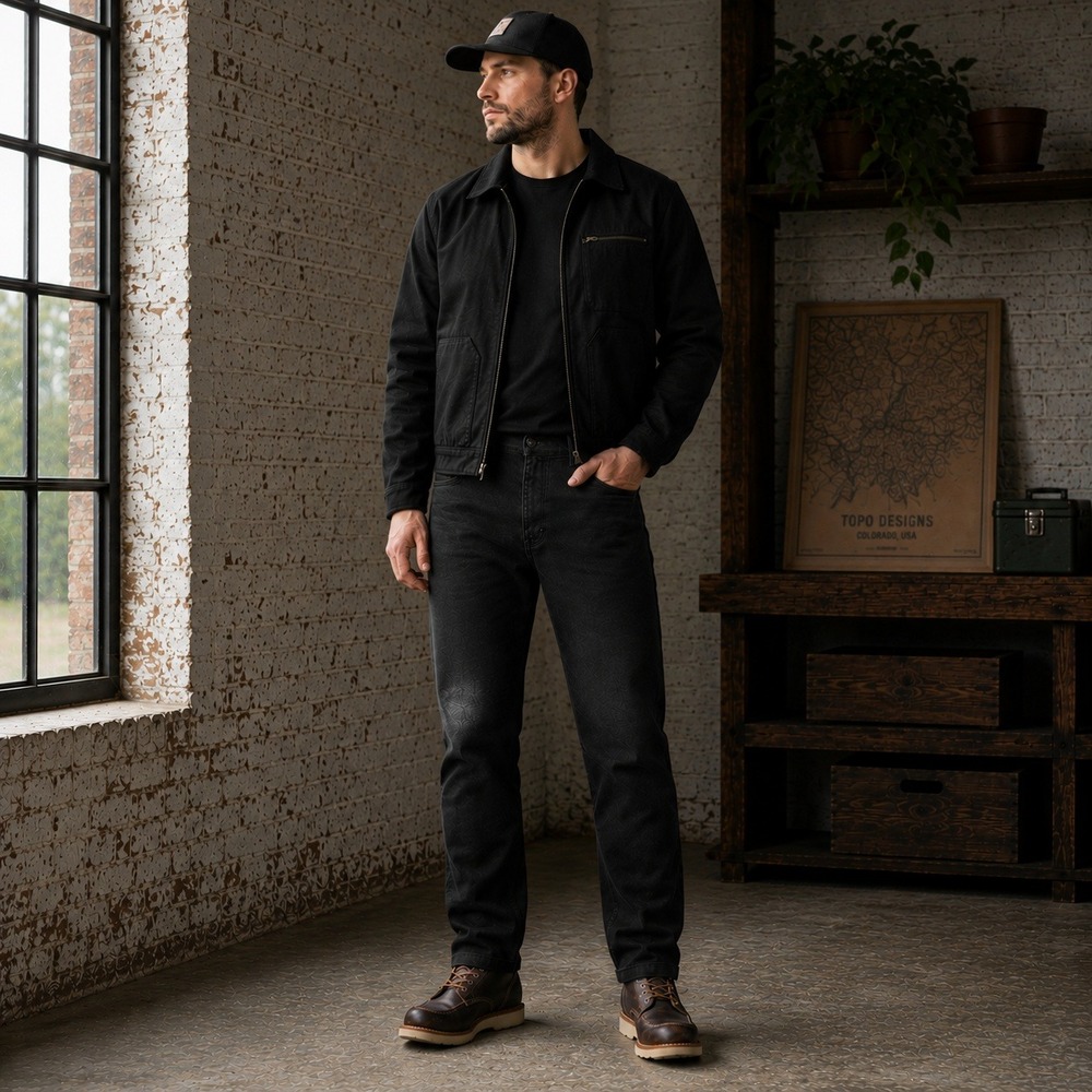 Topo Designs Commando Heavyweight Black Denim Jeans Button Fly 34x34